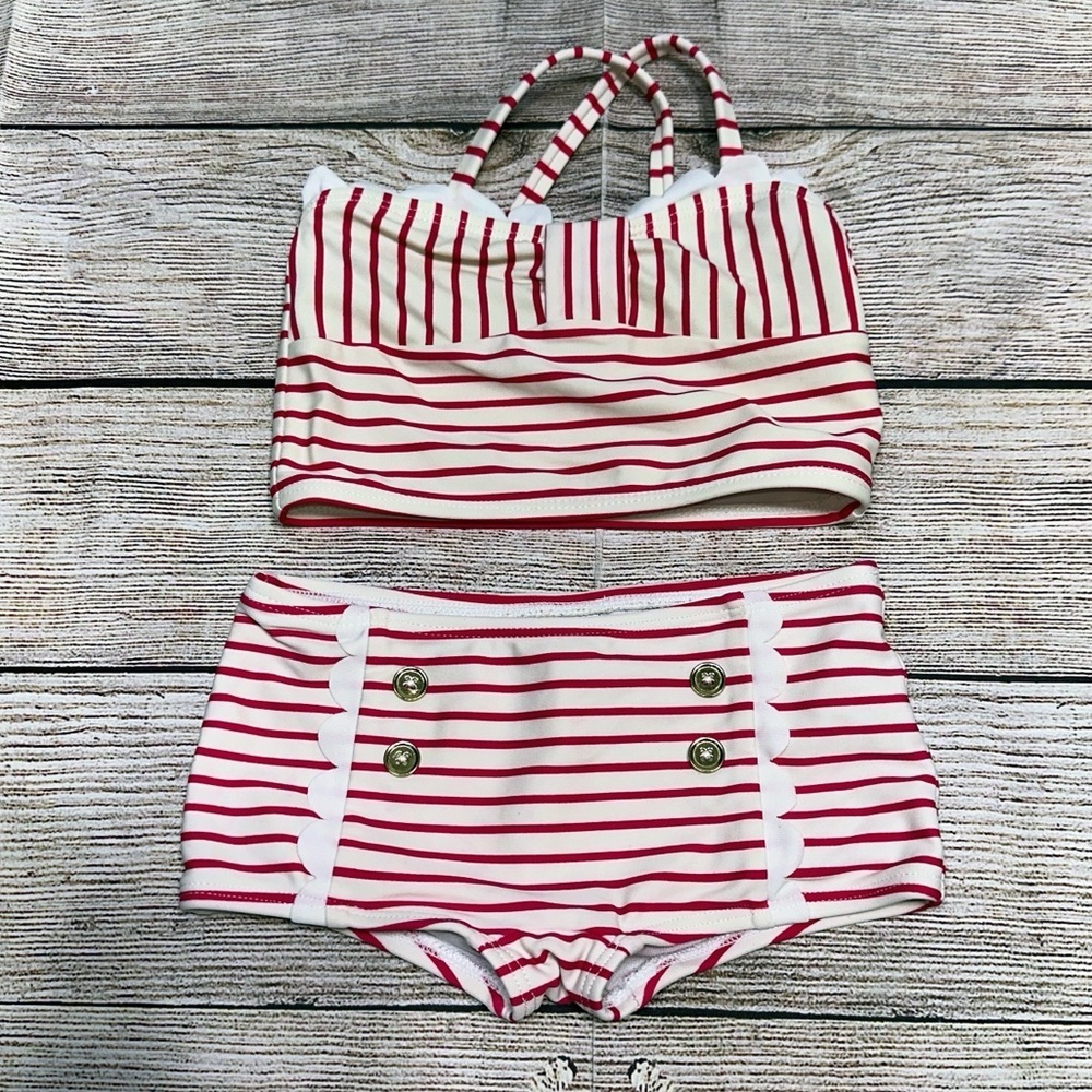 Janie and Jack Pink and White Bikini Set Size 18-24 M